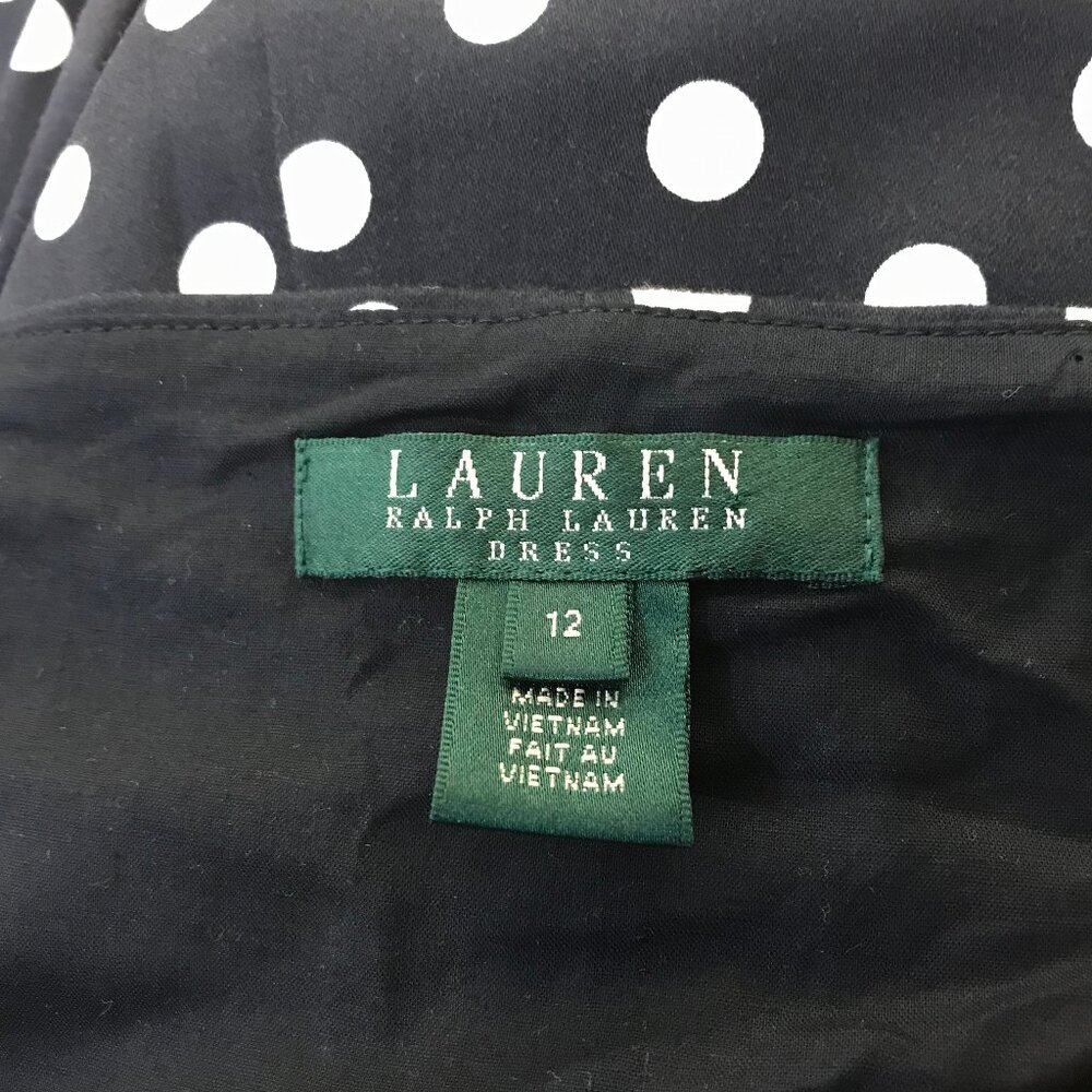Ralph Lauren Polka Dot Woman's Dress EUC Rockabilly Size 12 Black & White Retro - Picture 14 of 16